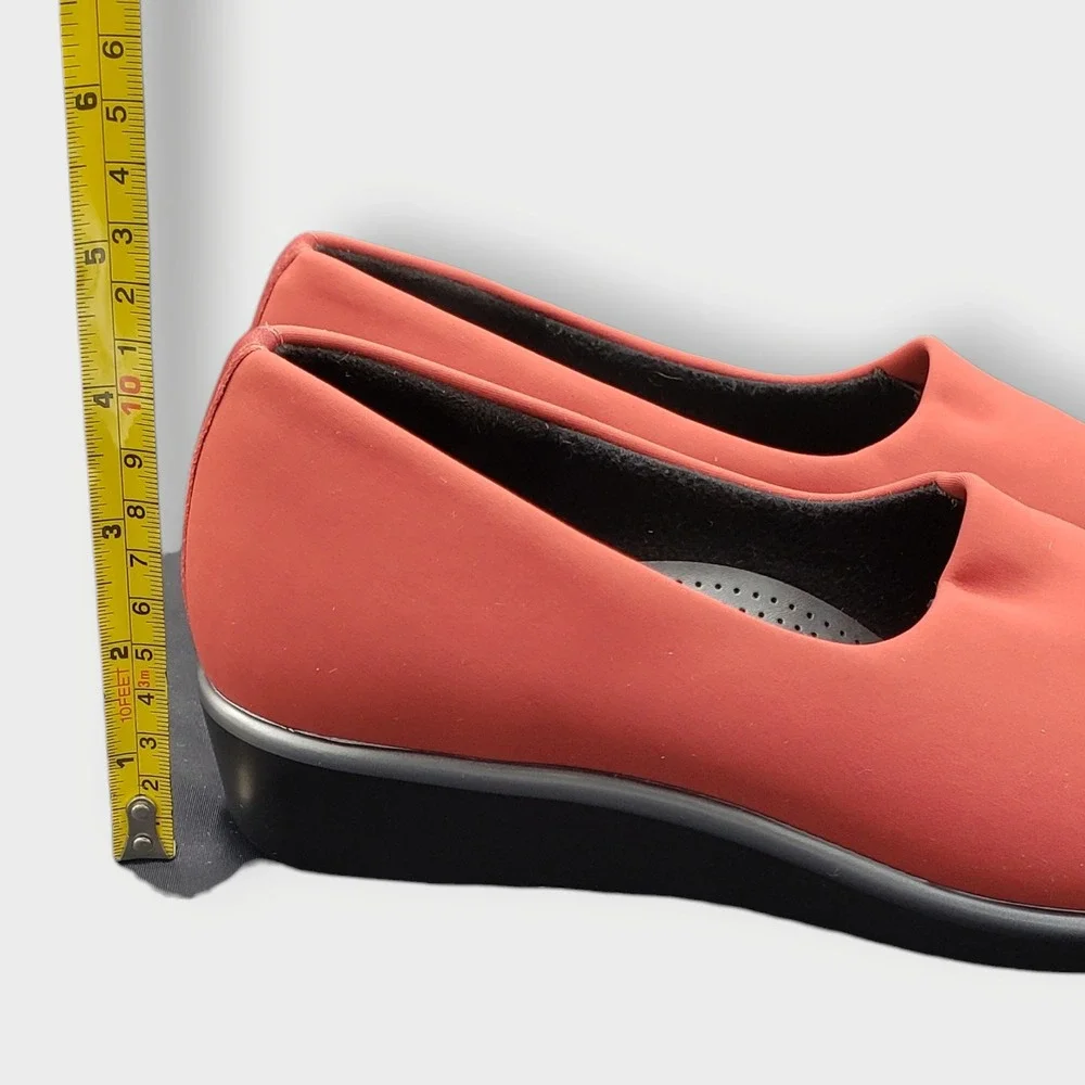 SAS Womens Bliss Slip On Wedge Shoes Red Sz 7.5 Comfort Walking Made in USA